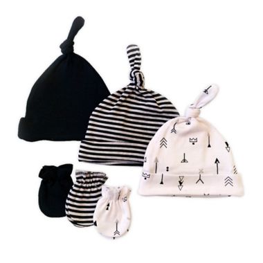 Sterling Baby 9-Piece Arrows Hat and Mitten Set in Black/White. View a larger version of this product image.