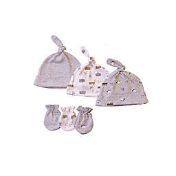 Sterling Baby Preemie 9-Piece Lambs Hat and Mitten Set in Cream/Grey