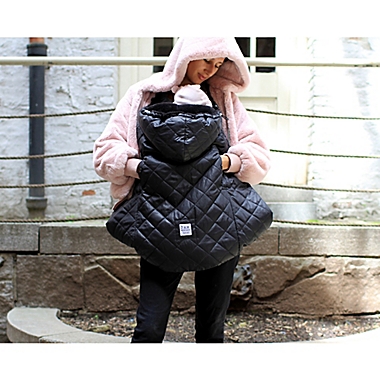7AM Enfant K-Poncho 3-in-1 Baby Carrier Cover &amp; Stroller Blanket with Plush Lining in Black. View a larger version of this product image.