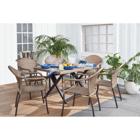 Barrington Wicker 6 Person Folding Patio Table In Natural Brown Bed Bath Beyond