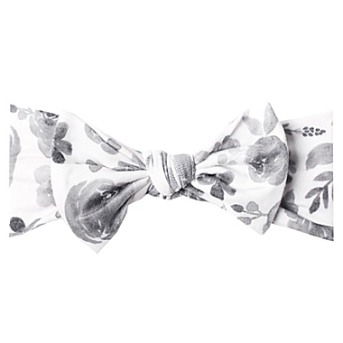 Copper Pearl&trade; Floral Headband Bow in Grey/White. View a larger version of this product image.