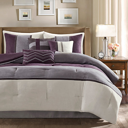Alternate image 1 for Madison Park Palisades 7-Piece Reversible King Comforter Set in Purple