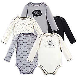 Touched by Nature Size 0-3M 5-Pack Mr. Moon Long Sleeve Organic Cotton Bodysuits