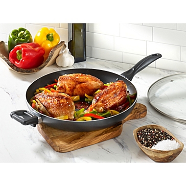 T-fal&reg; Pure Cook Nonstick 13-Inch Aluminum Covered Fry Pan with Helper Handle in Black. View a larger version of this product image.