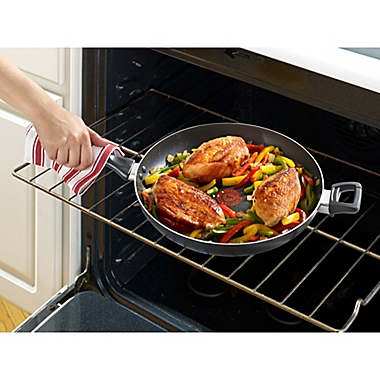 T-fal&reg; Pure Cook Nonstick 13-Inch Aluminum Covered Fry Pan with Helper Handle in Black. View a larger version of this product image.