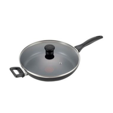 T-fal&reg; Pure Cook Nonstick 13-Inch Aluminum Covered Fry Pan with Helper Handle in Black. View a larger version of this product image.