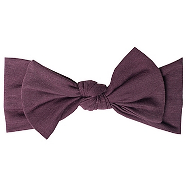 Copper Pearl&trade; One Size Knit Bow Headband in Plum. View a larger version of this product image.