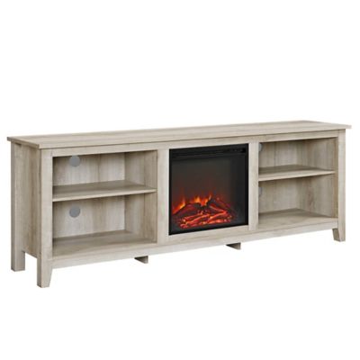 White Fireplace Tv Stand Bed Bath, White Oak Corner Tv Stand With Fireplace