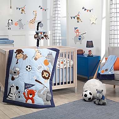 Lambs &amp; Ivy&reg; Sports Fan 4-Piece Crib Bedding Set in Blue. View a larger version of this product image.