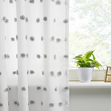 Intelligent Design Sophie 63-Inch Pom Pom Embellished Window Curtain Panel in Grey (Single). View a larger version of this product image.