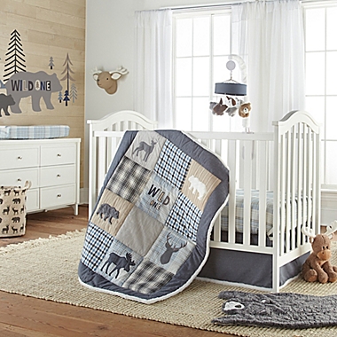 Levtex Baby&reg; Logan 4-Piece Crib Bedding Set in Navy/Taupe. View a larger version of this product image.