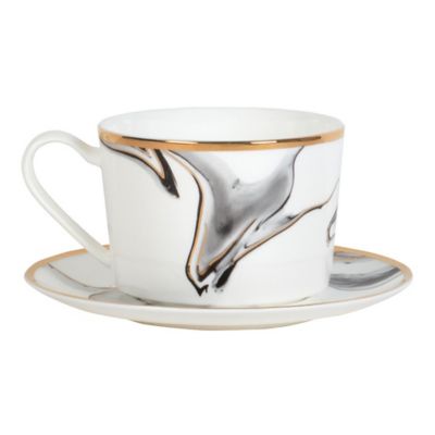 Olivia & Oliver Harper Marble Gold Cup and Saucer in Grey image