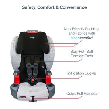Britax&reg; Grow With You ClickTight Clean Comfort Harness-2-Booster Car Seat in Light Grey. View a larger version of this product image.