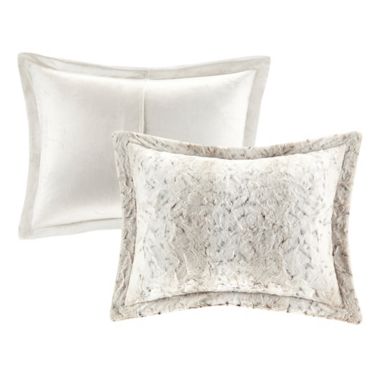 Madison Park&reg; Zuri Faux Fur 4-Piece King Comforter Set in Snow Leopard. View a larger version of this product image.