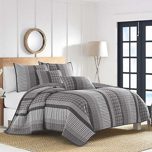 Alternate image 1 for Nautica® Gulf Shores Twin Quilt Set in Charcoal