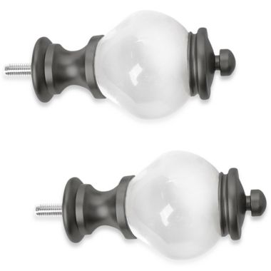 Cambria&reg; Premier Complete Clear Apothecary Finials in Graphite (Set of 2). View a larger version of this product image.