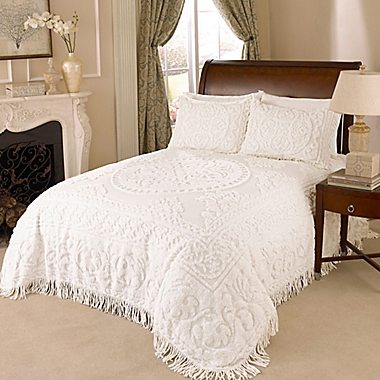 Medallion Chenille Bedspread in White. View a larger version of this product image.