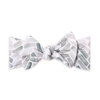 Copper Pearl One Size Alta Knit Bow Headband in White/Grey. View a larger version of this product image.