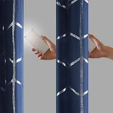 Intelligent Design Raina 84-Inch Grommet 100% Blackout Window Curtain Panel in Navy (Single). View a larger version of this product image.