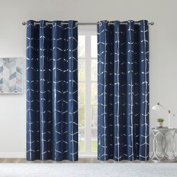 Intelligent Design Raina 84-Inch Grommet 100% Blackout Window Curtain Panel in Navy (Single)