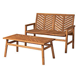 Forest Gate Olive 2-Piece Acacia Patio Chat Set in Brown