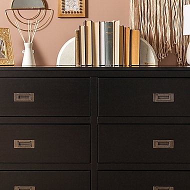 Forest Gate&trade; Solid Wood 6-Drawer Dresser in Black. View a larger version of this product image.