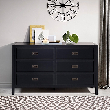 Forest Gate&trade; Solid Wood 6-Drawer Dresser in Black. View a larger version of this product image.