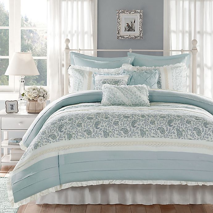Madison Park Dawn 9 Piece Comforter Set, Queen Size Bed Comforter White