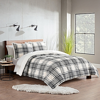 UGG&reg; Avery 3-Piece Reversible King Comforter Set in Black/White Plaid. View a larger version of this product image.