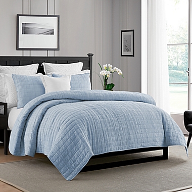 Swift Home Enzyme Washed Ultra Soft Crinkle 3-Piece Full/Queen Coverlet Set in Light Blue. View a larger version of this product image.