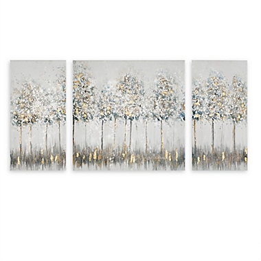 Madison Park Blue Midst Forest Printed Canvas Wall Art with Gold Foil in Blue Multi (Set of 3). View a larger version of this product image.