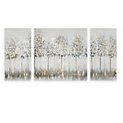 Madison Park Blue Midst Forest Printed Canvas Wall Art with Gold Foil in Blue Multi (Set of 3)