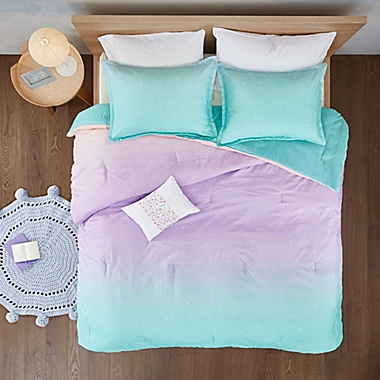 Mi Zone Glimmer 4-Piece Reversible Full/Queen Comforter Cover Set in Aqua. View a larger version of this product image.