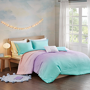 Mi Zone Glimmer 3-Piece Reversible Twin/Twin XL Duvet Cover Set in Aqua. View a larger version of this product image.