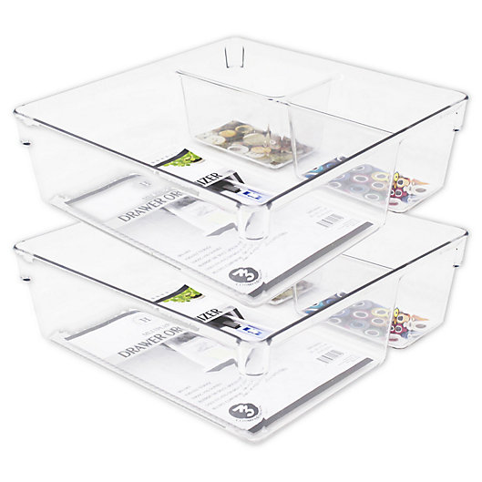 Alternate image 1 for Heritage 9-Inch Multipurpose Drawer Organizer Bins in Clear (Set of 2)