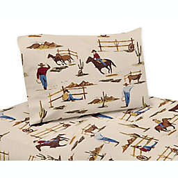 Sweet Jojo Designs Wild West Cowboy Twin Sheet Set in Horse Print