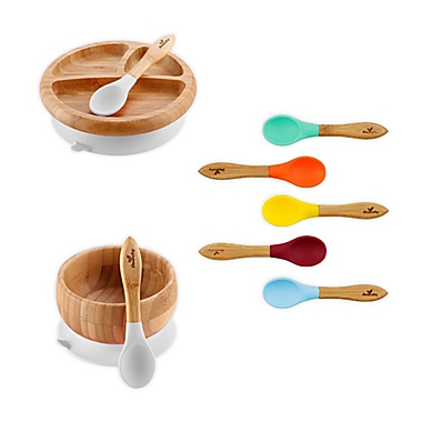 Avanchy&trade; Rainbow 9-Piece Bamboo and Silicone Dinnerware Set. View a larger version of this product image.