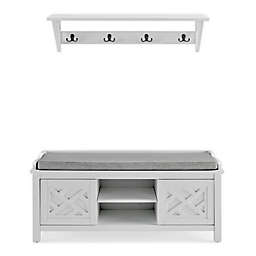 Coventry 36-Inch Coat Hook and Storage Bench Set in White