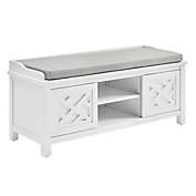 Coventry 45-Inch Wood Storage Bench with Cushion in White