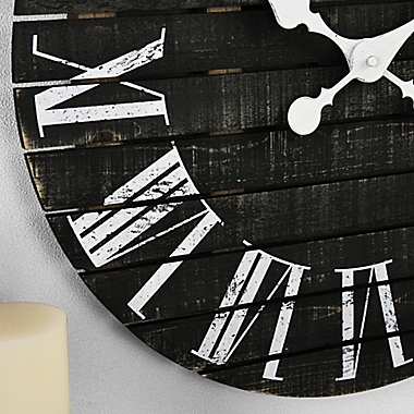 FirsTime &amp; Co.&reg; Nightfall Shiplap 18-Inch Wall Clock in Black. View a larger version of this product image.