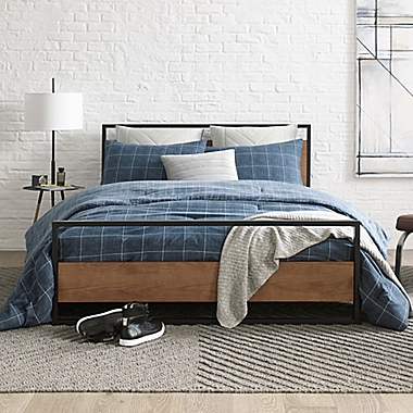 Kenneth Cole New York&reg; Holden Grid King Comforter Set in Indigo. View a larger version of this product image.