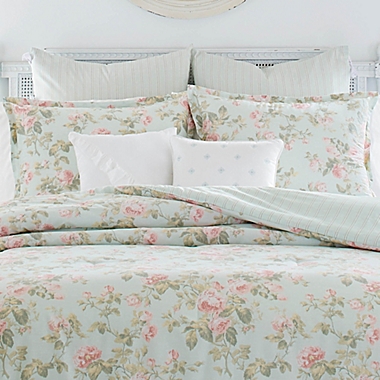 Laura Ashley&reg; Lindy Full/Queen Comforter Bonus Set in Duck Egg. View a larger version of this product image.