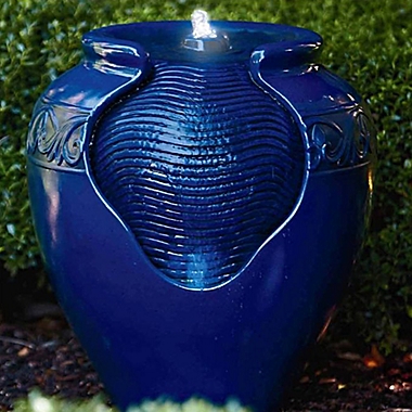 Teamson Home Outdoor Glazed Pot Floor Fountain with LED Light. View a larger version of this product image.
