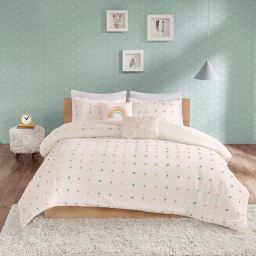 Urban Habitat Kids Callie Cotton Jacquard Pom Pom 4-Piece Twin/Twin XL Duvet Cover Set in Multi