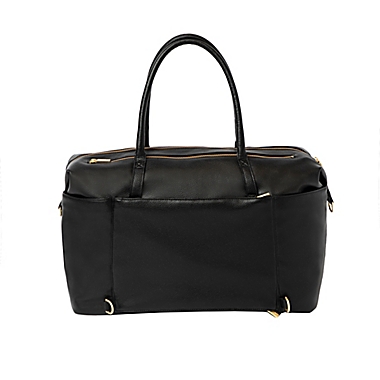 Freshly Picked Faux Leather Weekender Diaper Bag in Ebony. View a larger version of this product image.