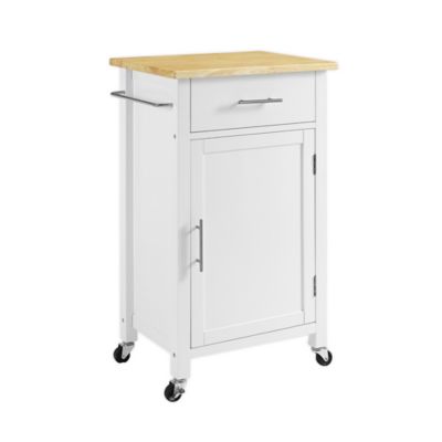 Crosley Savannah Wood Top Compact Kitchen Island Cart In White Bed   Lf 380609069545784p Imageset