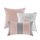 Alternate image 2 for Madison Park Lola 7-Piece Queen Comforter Set in Grey/Blush