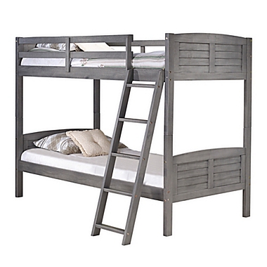 Louver Twin Over Twin Bunk Bed in Antique Grey. View a larger version of this product image.