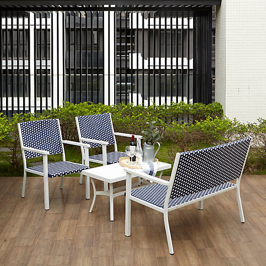 Alternate image 1 for Teamson Home 4-Piece Coastal Wicker Bistro Table and Chairs Patio Set