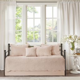 Madison Park Tuscany 6-Piece Reversible Scalloped Edge Daybed Cover Set in Blush